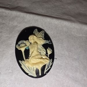 Fairy Sits On Flower Cameo Mold, Jewelry Making - Resin / Polymer Clay 30 x 40mm